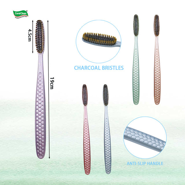 Long Head Adult Toothbrush Family Package 5pcs Tooth Brushes Set Anti-slip Handle
