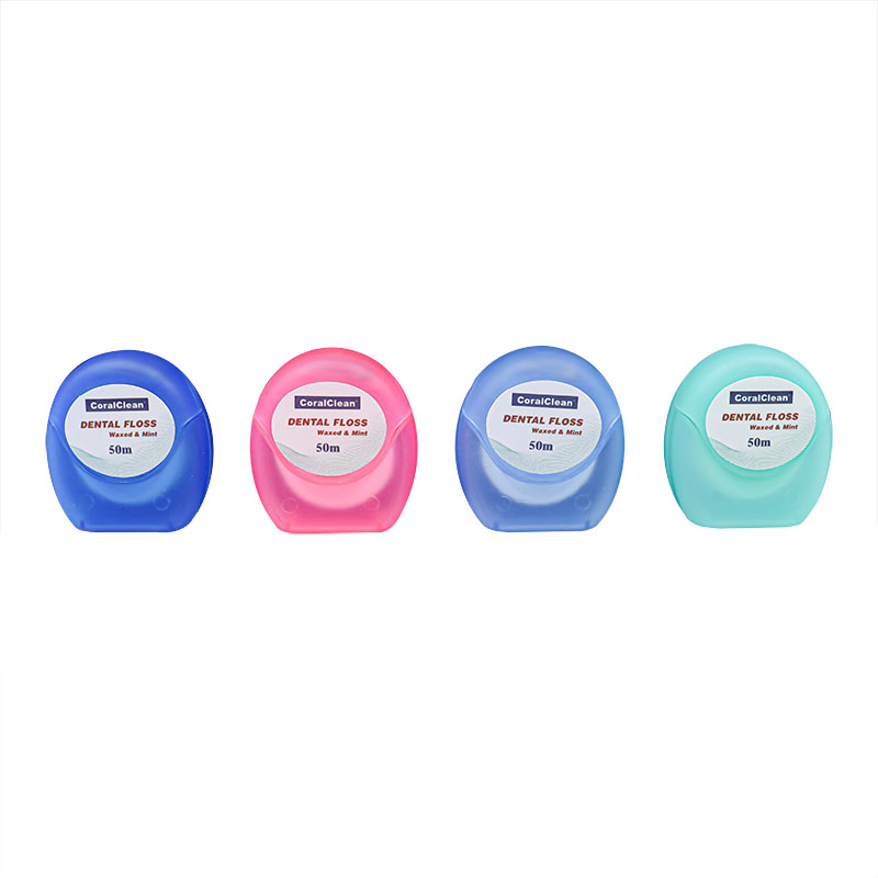 50 Meters Dental Floss Nylon Floss Waxed with Mint Flavor Customized