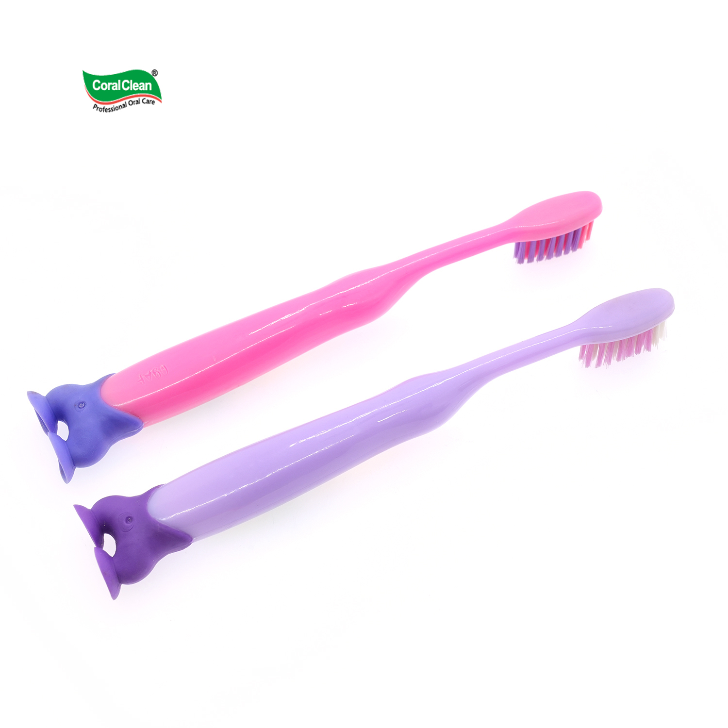 Child Toothbrush with Cute Pattern Suction Cup Base for 3-12 Years Old Children