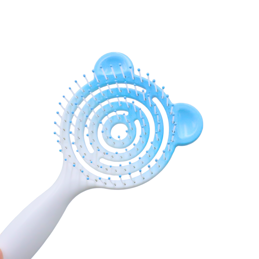Custom Logo OEM Gradient Bear Comb Fashionable Rainbow Color Hair Detangling Brush for Kids Gift