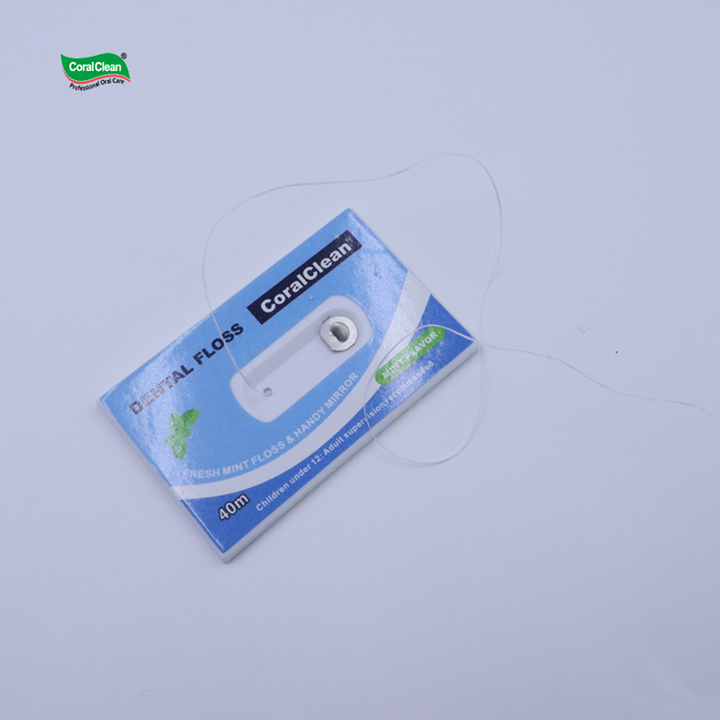Wholesale Credit-Card Sized Floss Container Pocket Travel Dental Floss Cards Nylon Waxed Mint Floss Pick Dispenser with Mirror