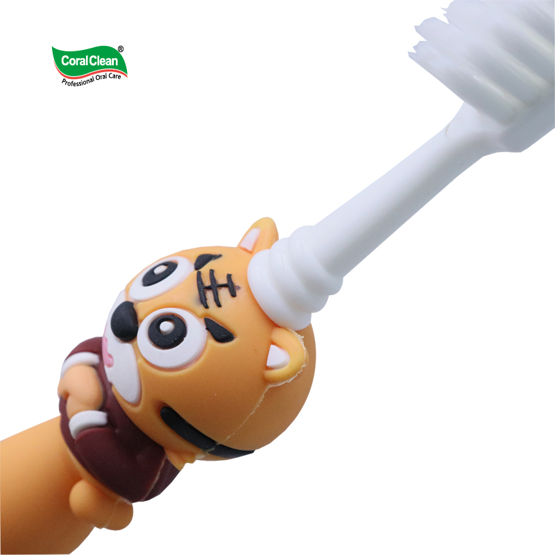 Kids Toddler Soft Bristle Toothbrush, Cute Kung Fu Tiger Cartoon Design Anti-Slip Handle for Children Baby Boys Girls 1-6 Years