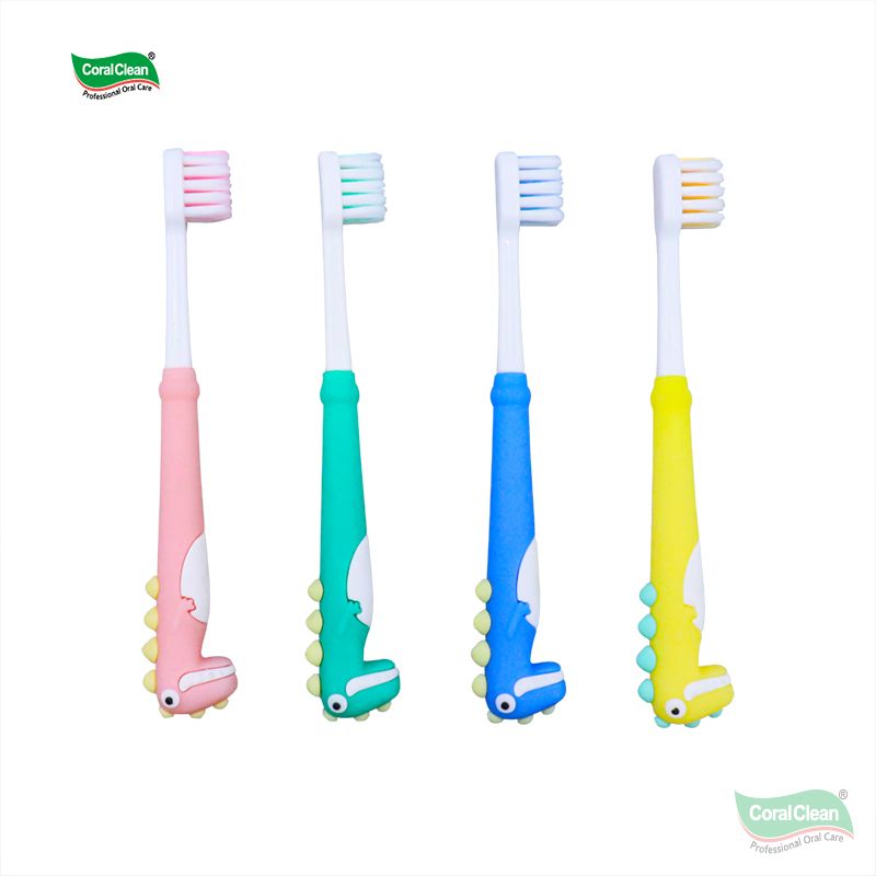 Cute Cartoon Dinosaur Shape Soft BPA-Free Bristle Non-slip Grip Manual Child Toothbrush for Kid Toddlers Gift Children Oral Care