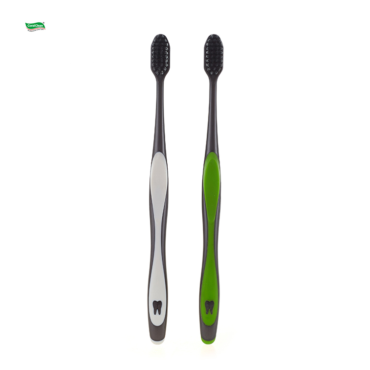 Wholesale Customized Oral Care Charcoal Adult Toothbrush 2-Pack Tooth Brush
