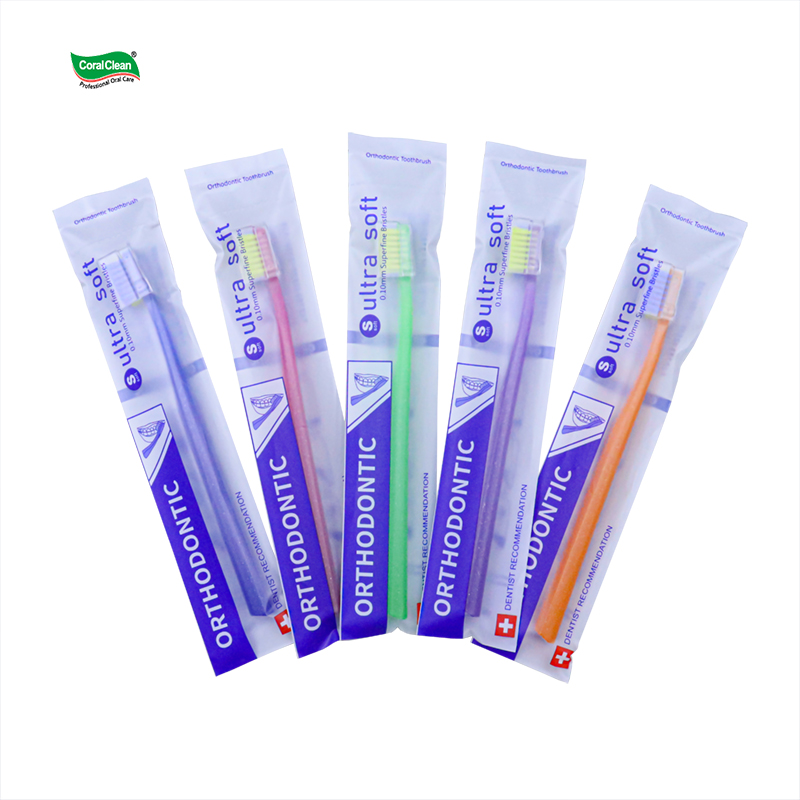 Wholesale Adult Orthodontic Toothbrush Shining Handle U Shape Bristles Ortho Brushes