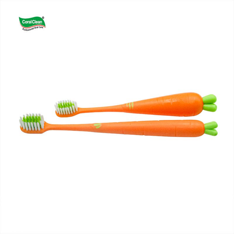 Carrot Style Stand-Up Children Toothbrushes Above 2 Years Old Kids Teeth Brush