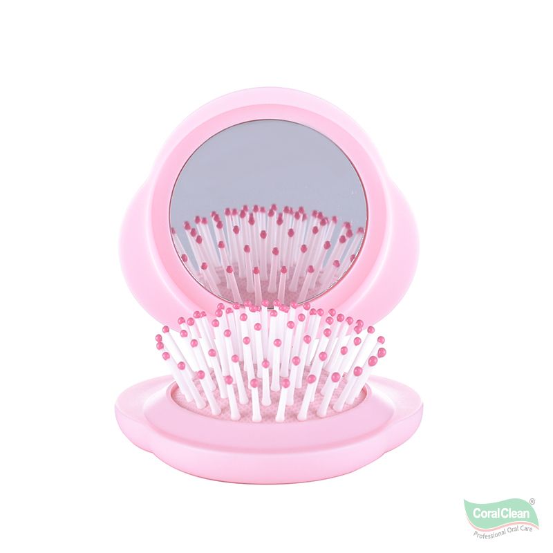 Portable Folding Mirror Hair Brush Cloud Shape Design Anti-Static Cushion Massage Comb Mini Travel Detangler OEM Available