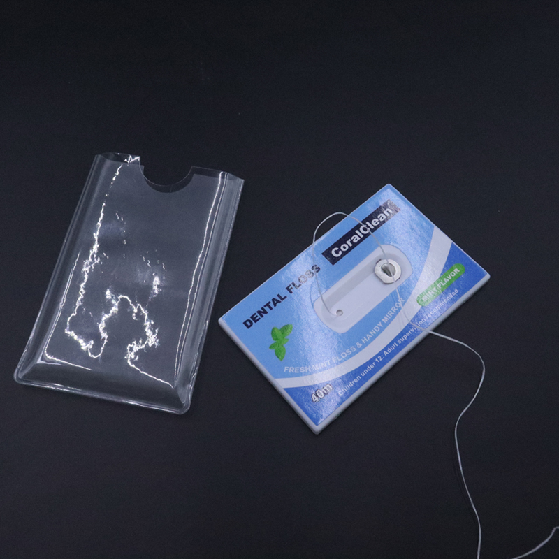 Wholesale Credit-Card Sized Floss Container Pocket Travel Dental Floss Cards Nylon Waxed Mint Floss Pick Dispenser with Mirror