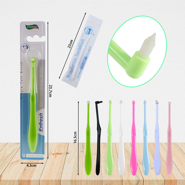 Multi Purpose Oral Hygiene Products Single Tuft Toothbrush Ortho Brushing