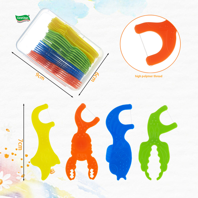 Wholesale Child Floss Toothpicks Box Package Animal Shape Kids Floss Pick