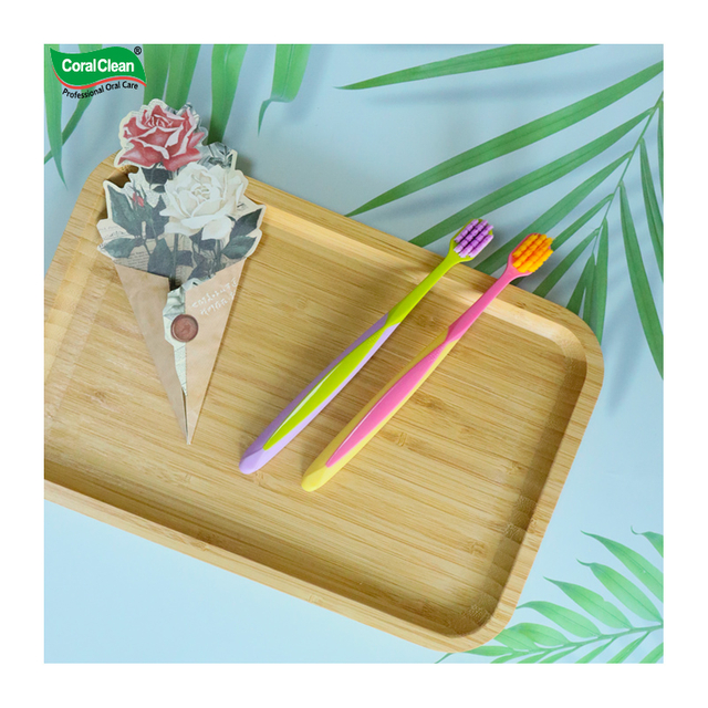 Beautiful Plastic Adult Toothbrush Manual With Personalized Logo Color Contrast Design OEM Toothbrush Supplier