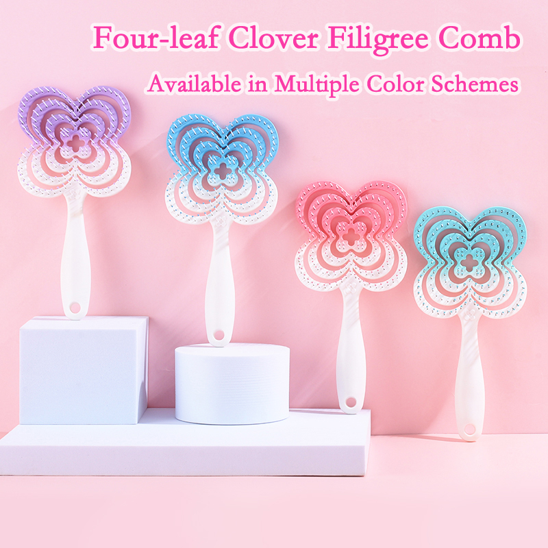 Custom Vibrant Gradient Color Lucky Clover Hair Comb for Women Detangling and Styling Wholesale & OEM Service Available