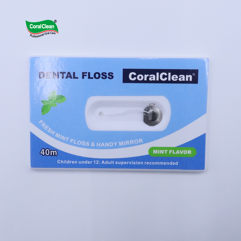 Wholesale Credit-Card Sized Floss Container Pocket Travel Dental Floss Cards Nylon Waxed Mint Floss Pick Dispenser with Mirror