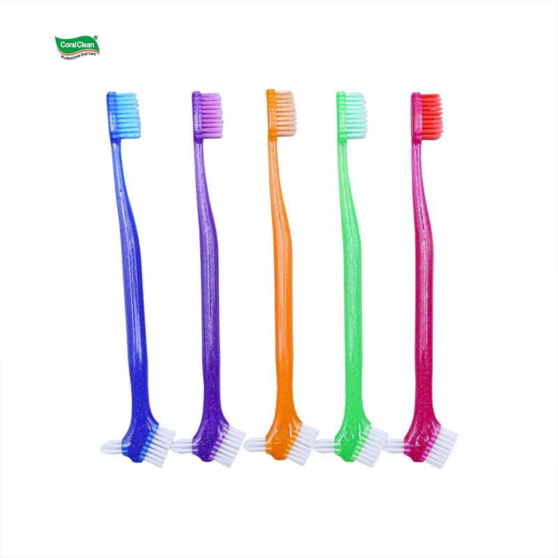 Dental Oral Care Double Head V Shape Orthodontic Toothbrush Denture Brush Deep Cleaning