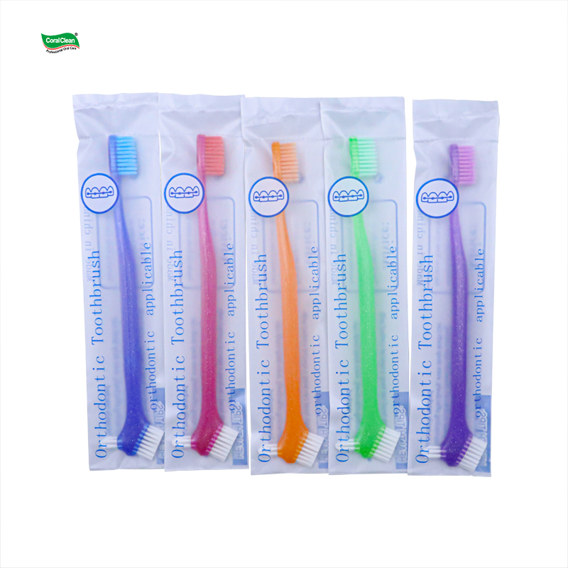 Dental Oral Care Double Head V Shape Orthodontic Toothbrush Denture Brush Deep Cleaning