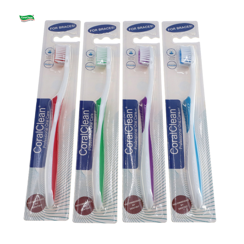 V Shape Orthodontic Toothbrush Soft Bristles Non-slip Handle Ortho Tooth Brushes