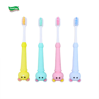 Colorful Children's Toothbrush with Soft Bristles and a Cute Little Mouse Handle Easy to Grasp