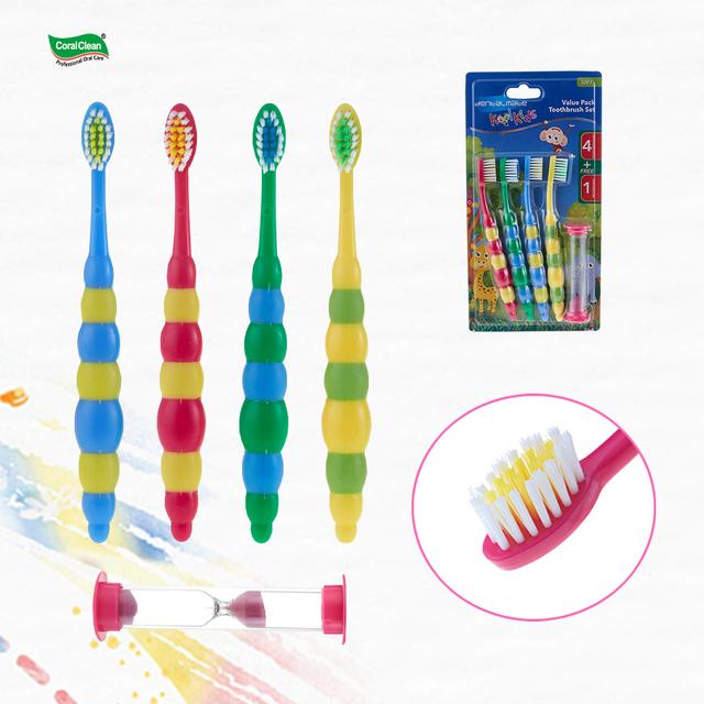 Wholesale Children Toothbrush Set with Hourglass Brushing Teeth Regularly Kids Tooth Brushes