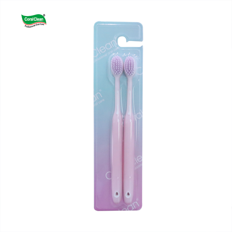 Wholesale Plastic Adult Toothbrush 2 Pieces Pack Soft Bristles Cleaning Teeth Colorful Brushes