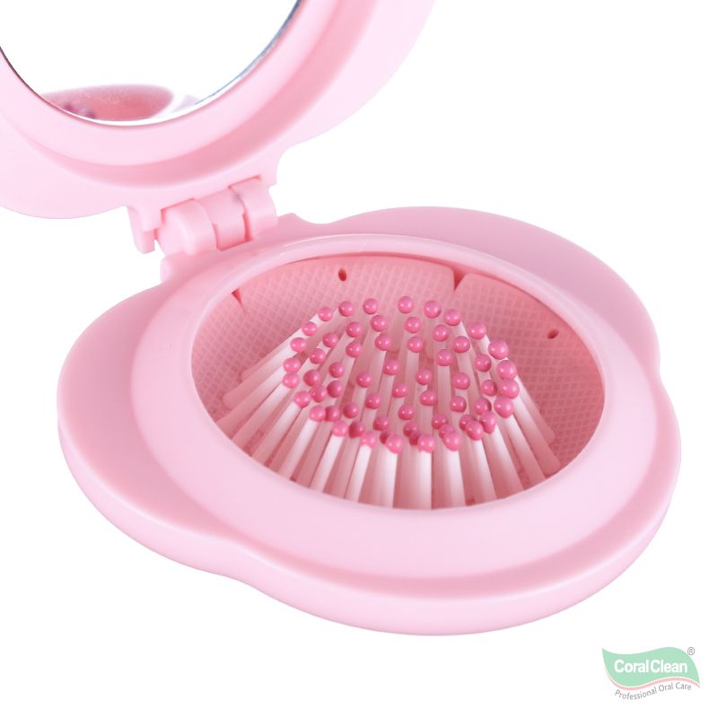 Portable Folding Mirror Hair Brush Cloud Shape Design Anti-Static Cushion Massage Comb Mini Travel Detangler OEM Available