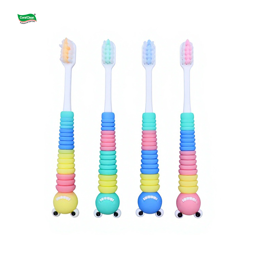 Kids Soft Bristle Toothbrush for Ages 3-12 Ergonomic Cartoon Handle Anti-Slip PP Material Child-Friendly Oral Care