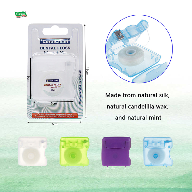 Abrasive Colored Dental Floss 50 Meters Mint Flavor High Quality