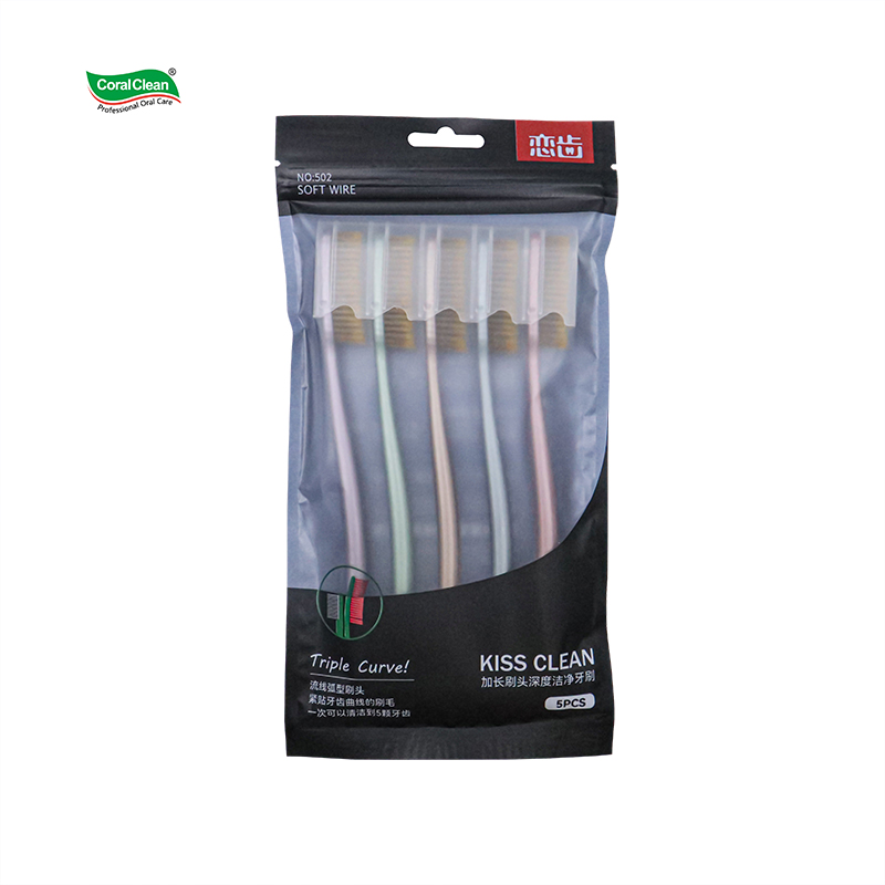 Long Head Adult Toothbrush Family Package 5pcs Tooth Brushes Set Anti-slip Handle
