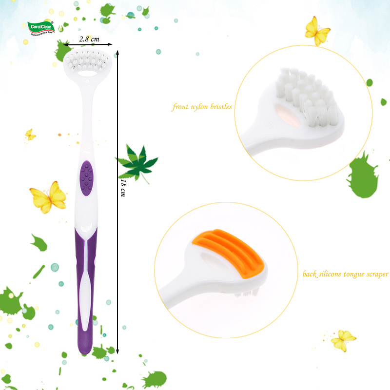 High Quality Tongue Coating Cleaner Double Head Soft Rubber Brush for Home Use Individually Packaged