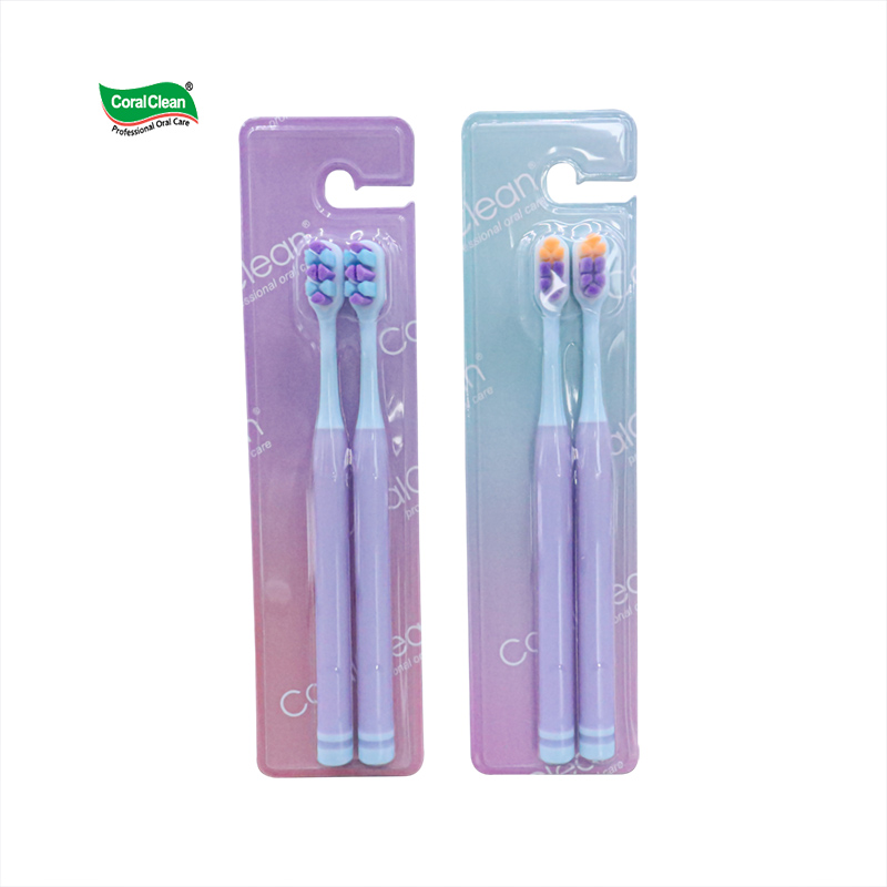 Colorful Multi-fiber Adult Toothbrush 2-piece Set Soft Bristles Protects Gums