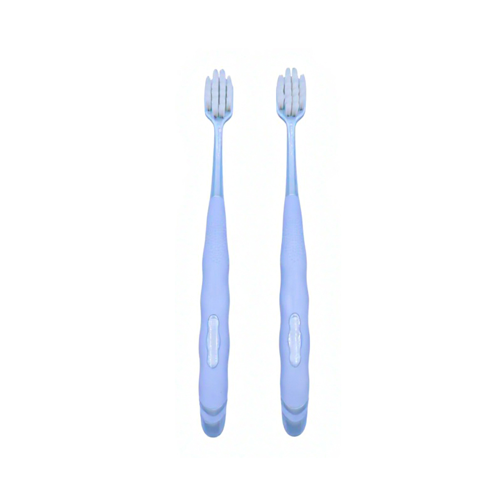 Custom Logo Light Blue Adult Manual Toothbrush with Soft Nylon Bristles and Ergonomic TPE Handle for Home Oral Care