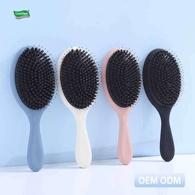 Natural Boar Bristle Hair Brush Pig Bristles Air Cushion Comb for Wet Dry All Hair Types Straightening Anti-static Scalp Massage