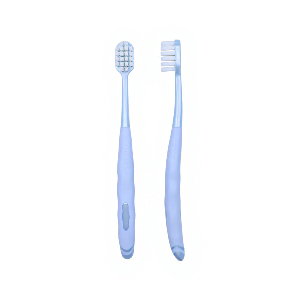Custom Logo Light Blue Adult Manual Toothbrush with Soft Nylon Bristles and Ergonomic TPE Handle for Home Oral Care