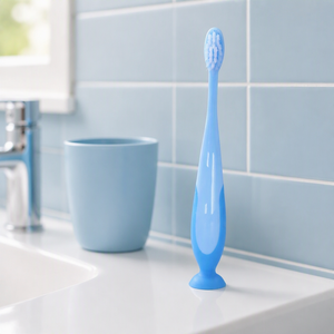 Wholesale Custom OEM Ultra Soft Nylon Bristles PP TPR Non Slip Handle Kids Suction Toothbrush Cartoon Design for Home Use