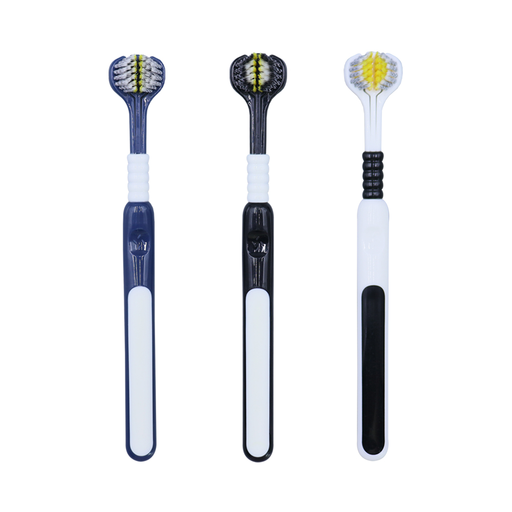 Wholesale Triple Head Manual Toothbrush Nylon Tapered Bristles PP Handle for Effective Daily Home Use Oral Hygiene