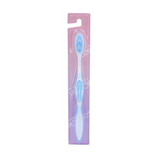 Adult Manual Toothbrush Soft Bristle Curved Handle End Rounded Nylon Bristles TPR Grip for Home Use