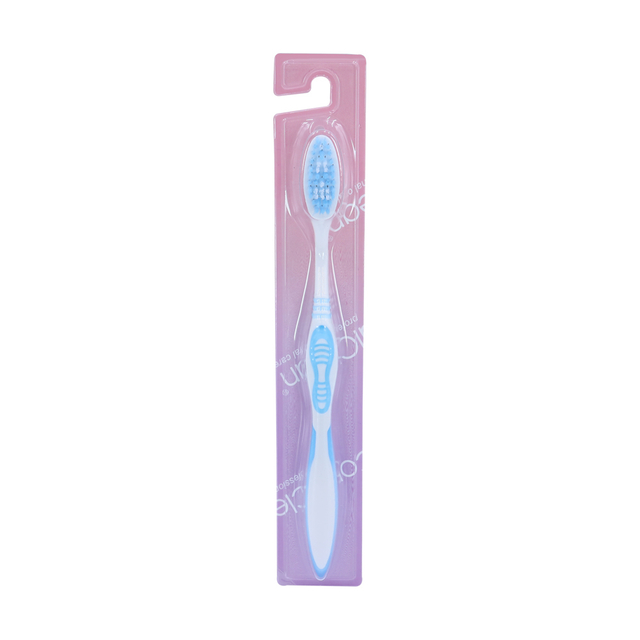 Adult Manual Toothbrush Soft Bristle Curved Handle End Rounded Nylon Bristles TPR Grip for Home Use