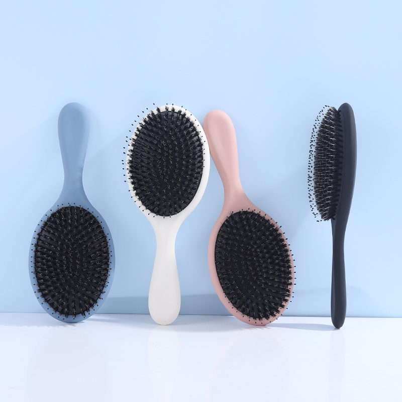 Natural Boar Bristle Hair Brush Pig Bristles Air Cushion Comb for Wet Dry All Hair Types Straightening Anti-static Scalp Massage