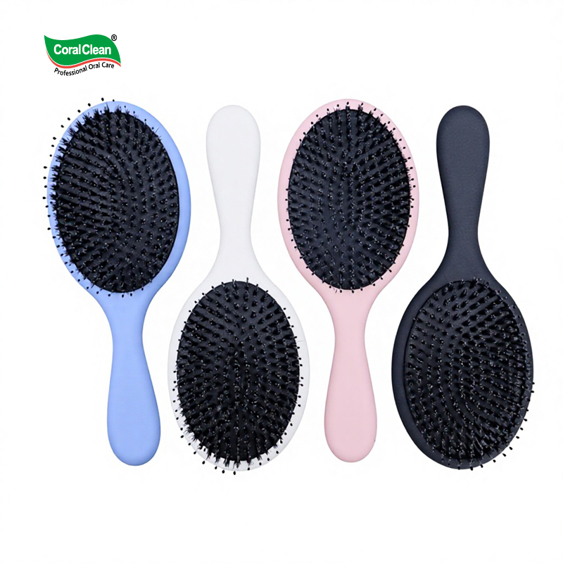 Natural Boar Bristle Hair Brush Pig Bristles Air Cushion Comb for Wet Dry All Hair Types Straightening Anti-static Scalp Massage
