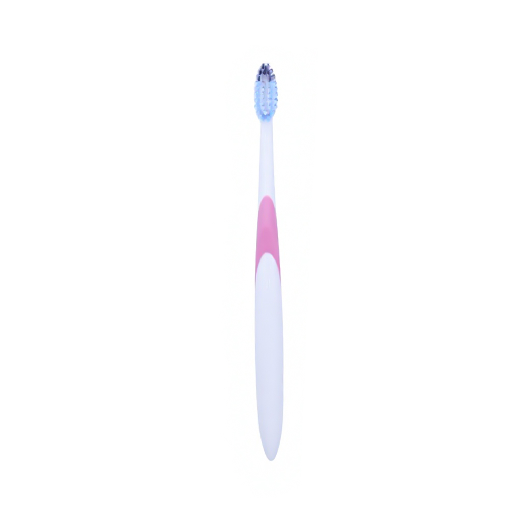 Adult Toothbrush DuPont Bristles PP TPR Handle Pink Soft Bristle Daily Cleaning