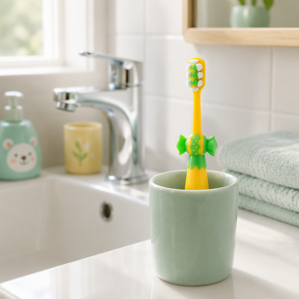 Wholesale OEM ODM Nylon Bristles PP Handle Kids Toothbrush Candy Shape Macaron Colors Customizable for Oral Care Home Use