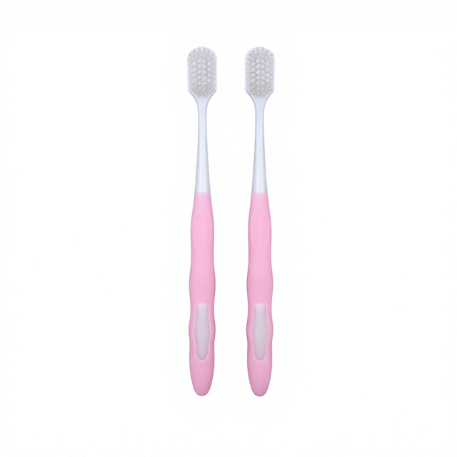 Pink Soft Bristle Adult Toothbrush Ergonomic Manual Oral Care Brush for Sensitive Gums OEM Custom Logo