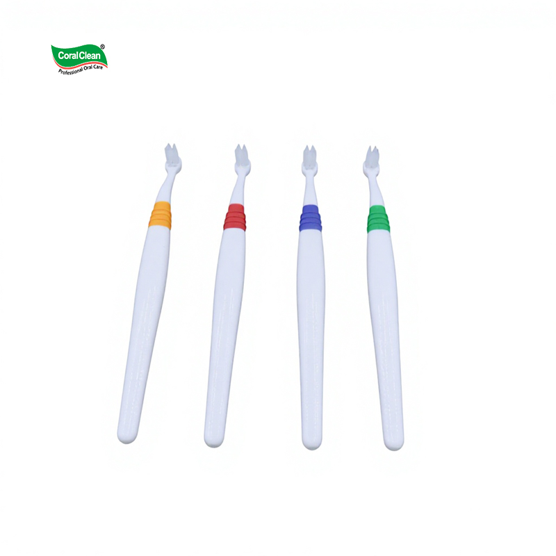 Compact Round Head Toothbrush Medium Bristle Oral Care Brush Small Head Long Handle Multicolor for Orthodontic and Pet Cleaning