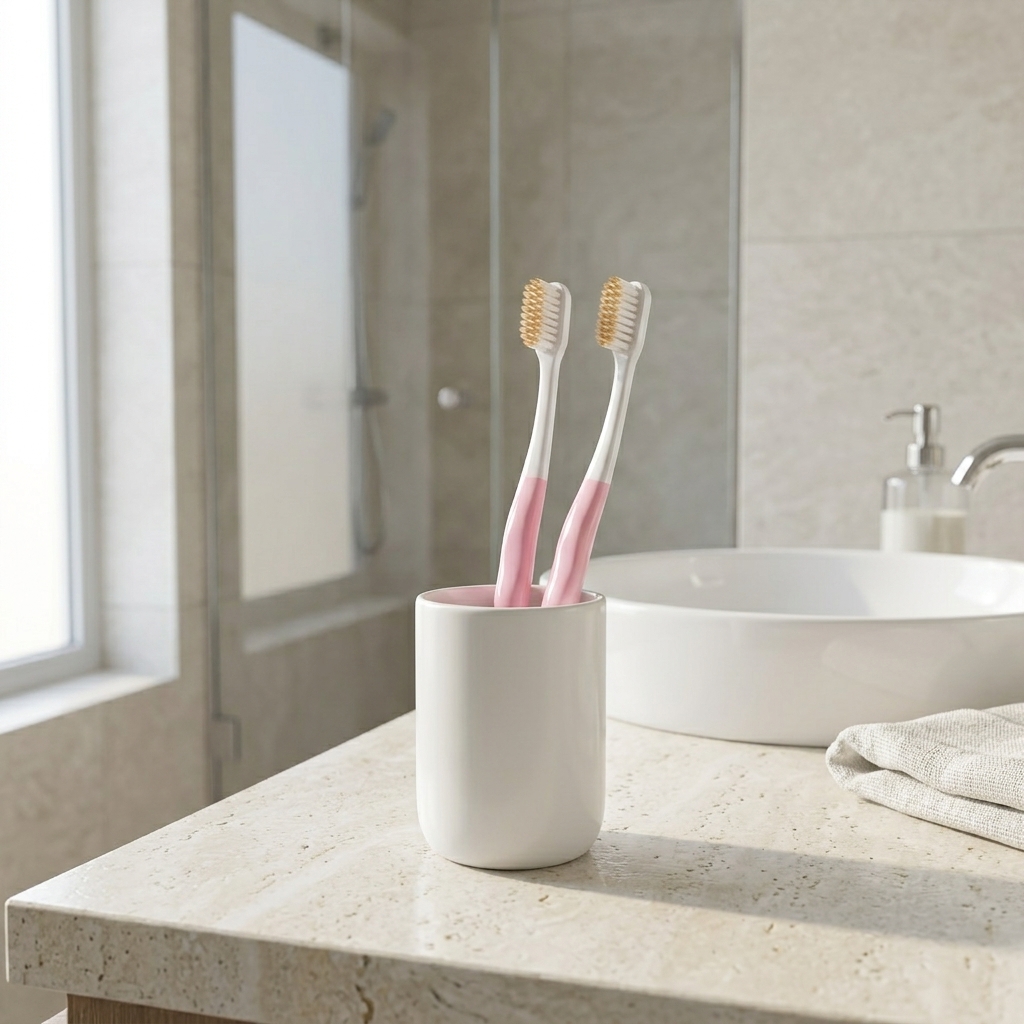 Pink Soft Bristle Adult Toothbrush Ergonomic Manual Oral Care Brush for Sensitive Gums OEM Custom Logo
