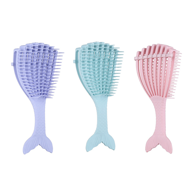New Mermaid-Inspired Hollow-Out Shell-Shaped Octopus Comb Bamboo Handle TPEE Teeth-Volumizing Smoothing Tangle-Free Comb