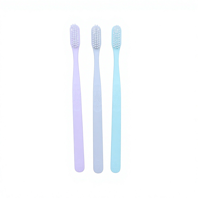 Adult Toothbrush Nylon Bristle PP Handle Tapered Multi-Level Bristles Ergonomic Non-Slip Grip for Home Travel Hotel