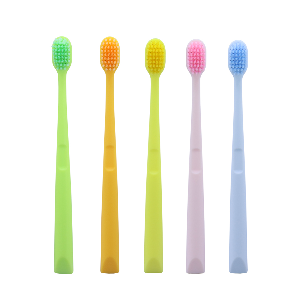 Wholesale 0.01mm Ultra Fine Soft Bristles Adult Toothbrush Wide Head Anti Slip Handle 5 Colors Available for Home Use