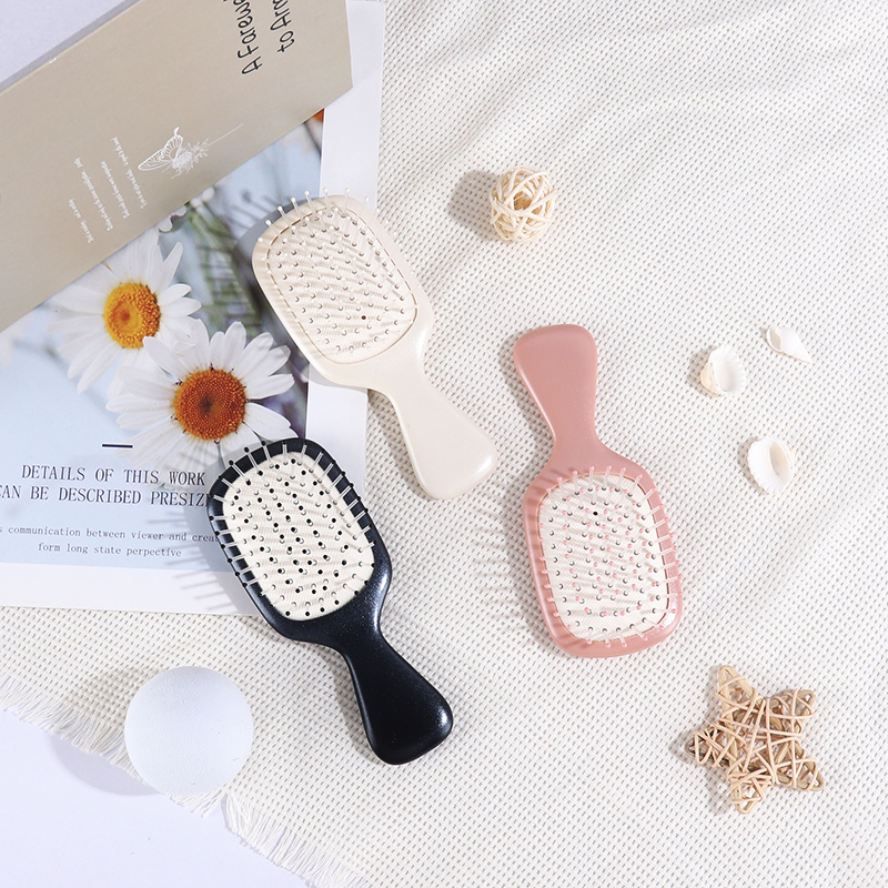 Portable Mini Hair Brush Travel Pocket Comb Scalp Massager Air Cushion Nylon Bristles Detangling for Wet and Dry