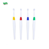 Compact Round Head Toothbrush Medium Bristle Oral Care Brush Small Head Long Handle Multicolor for Orthodontic and Pet Cleaning