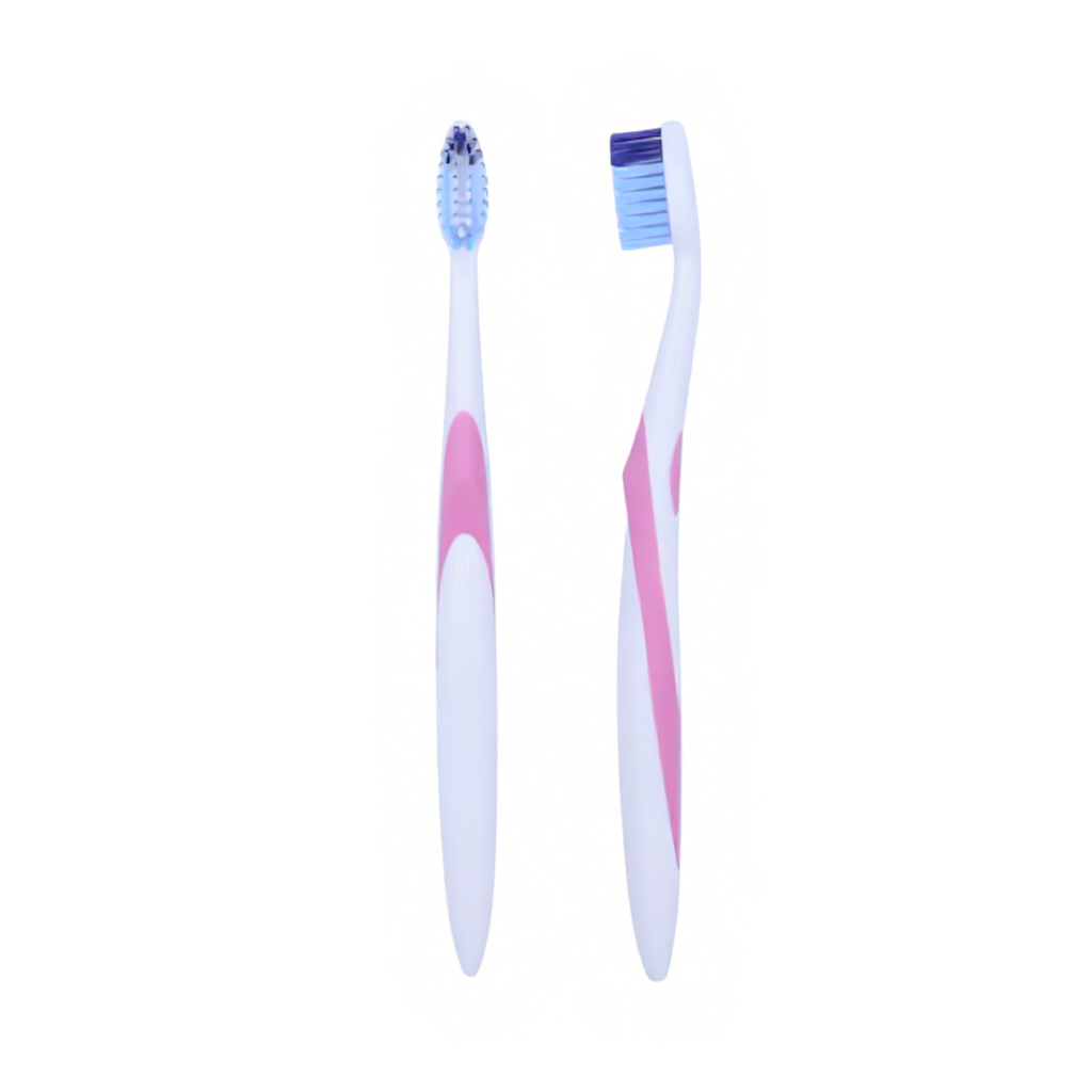 Adult Toothbrush DuPont Bristles PP TPR Handle Pink Soft Bristle Daily Cleaning